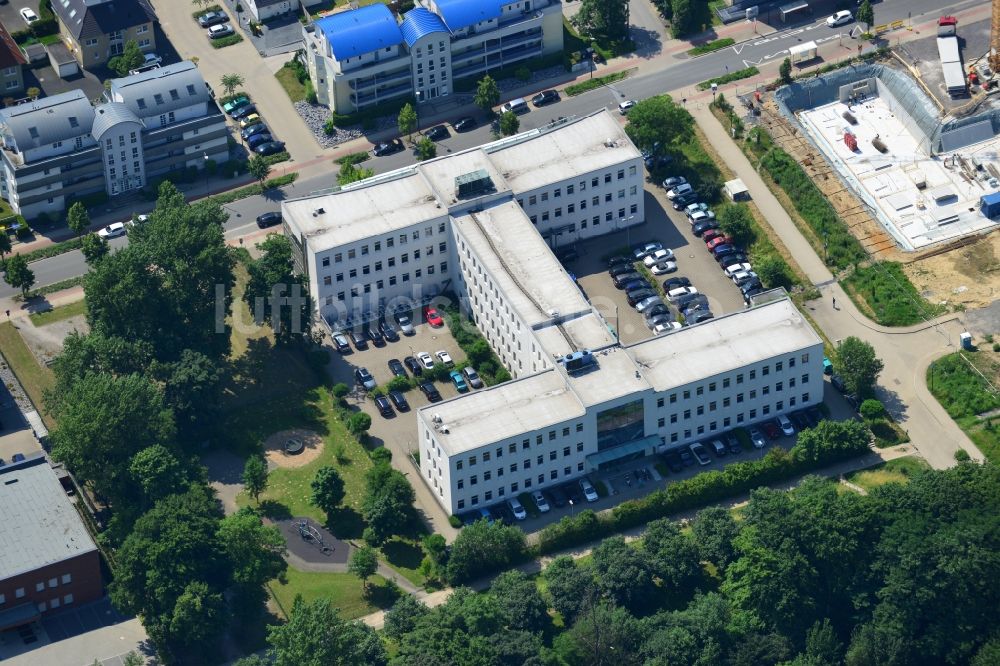 Luftbild Dortmund - Büro- und Geschäftshaus an der Stockumer Allee / Tiranaweg im Stadtteil Schüren-Neu von Dortmund im Bundesland Nordrhein-Westfalen