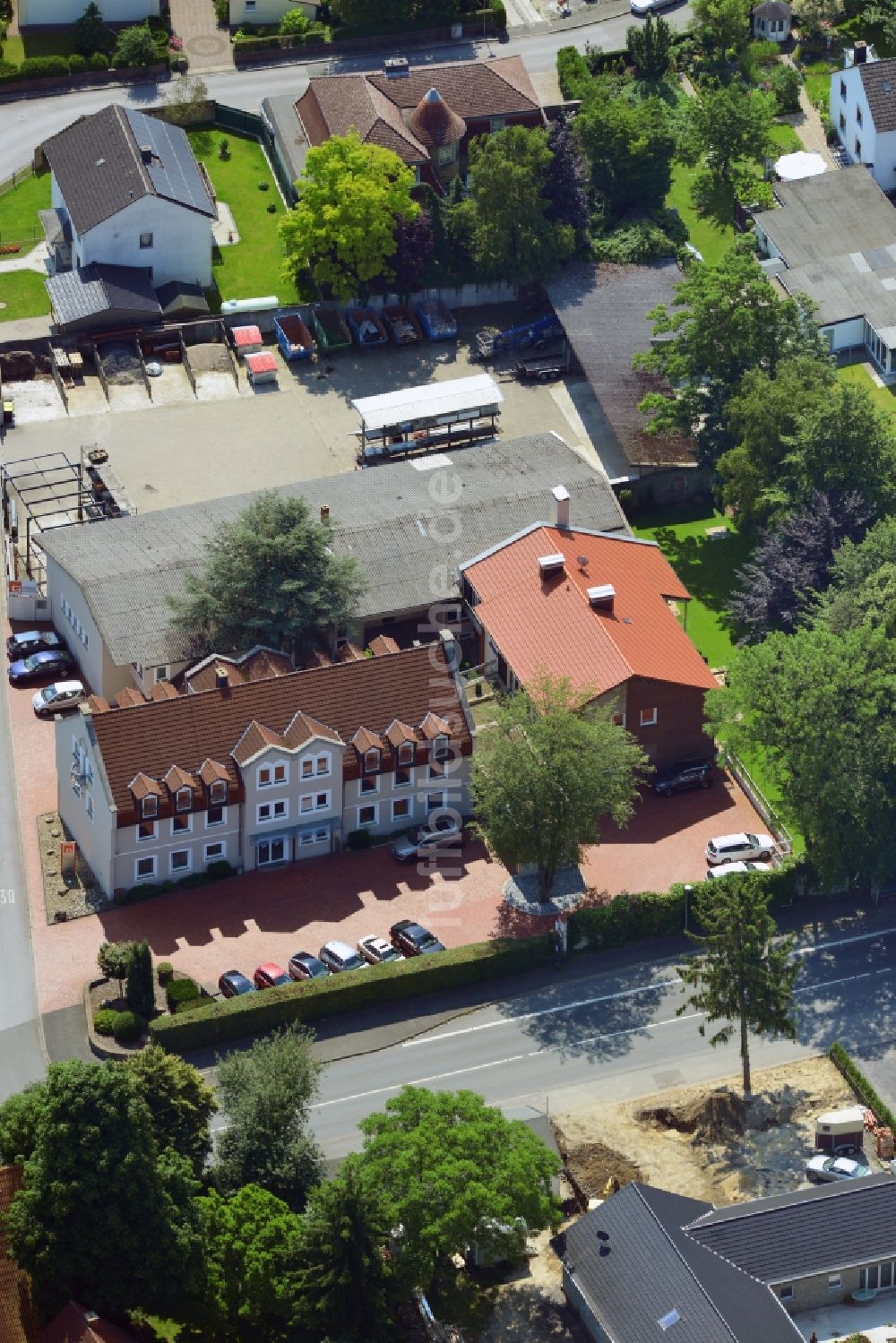 Unna von oben - Büro- und Geschäftshaus An der Vaerstbrücke in Unna im Bundesland Nordrhein-Westfalen