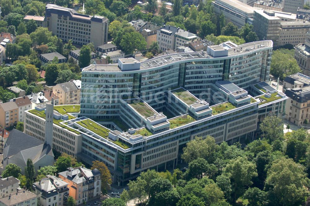 Luftbild Frankfurt am Main - Büro- und Geschäftshaus Die Welle in Frankfurt / Main