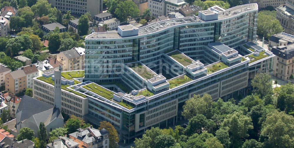 Frankfurt am Main aus der Vogelperspektive: Büro- und Geschäftshaus Die Welle in Frankfurt / Main