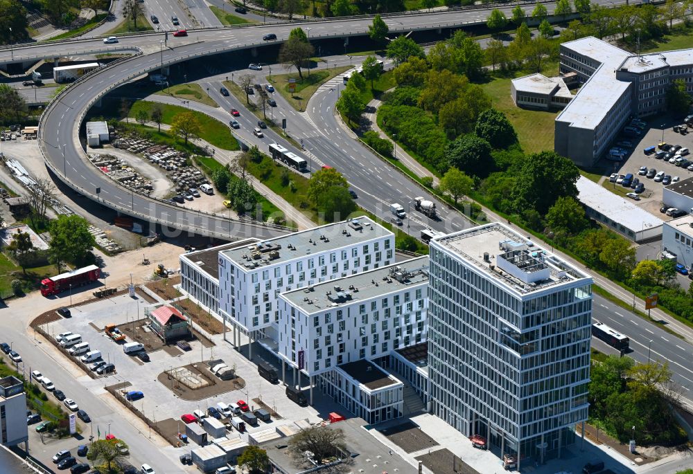 Luftaufnahme Wolfsburg - Büro- und Geschäftshauses Berliner Haus im Ortsteil Hesslingen in Wolfsburg im Bundesland Niedersachsen, Deutschland