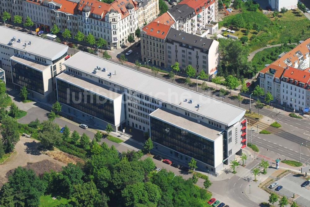 Leipzig von oben - Büro- und Geschäftshauskomplex der IKV GMBH an der Wichernstraße in Leipzig