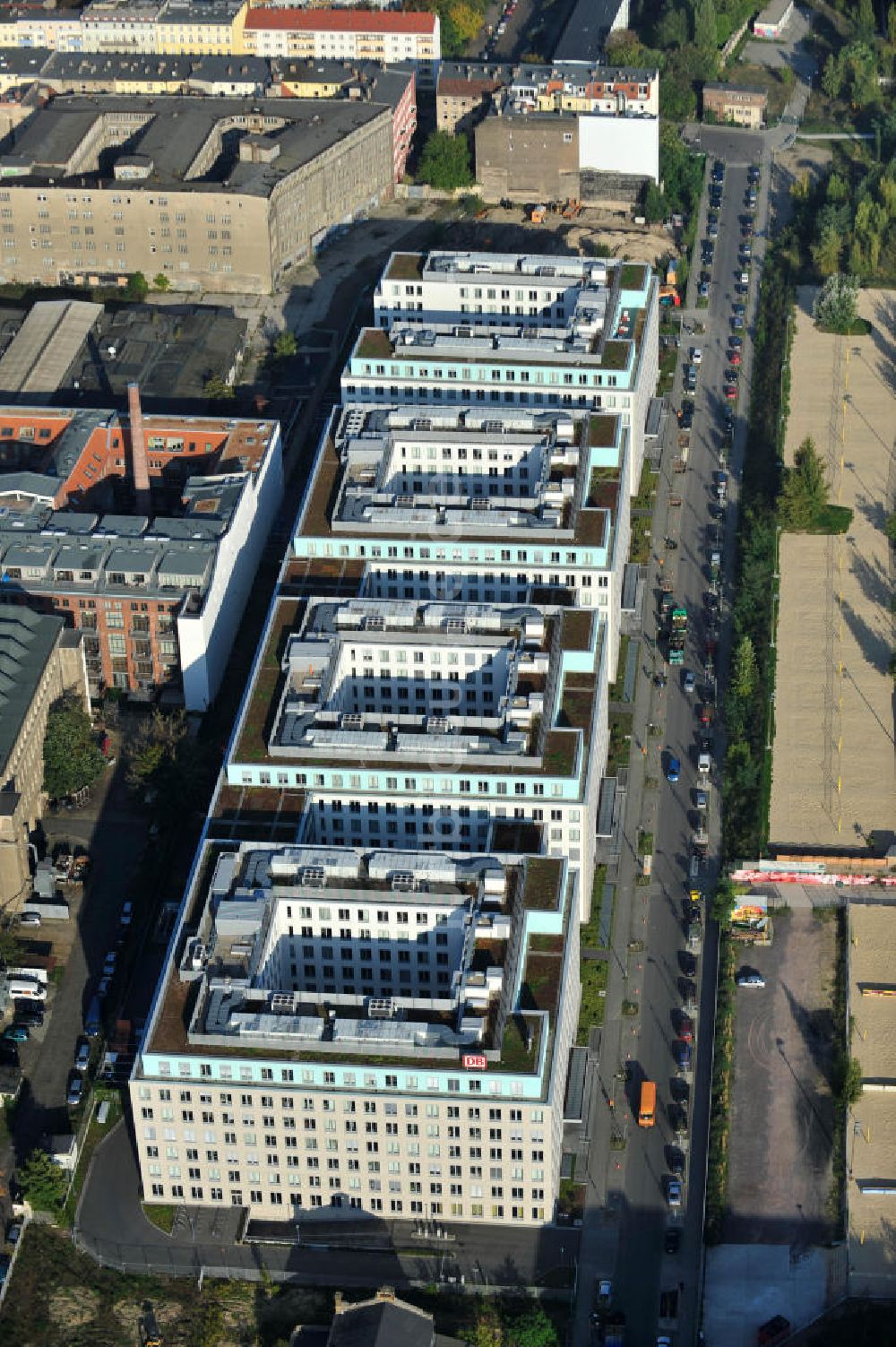 Berlin aus der Vogelperspektive: Büro- und Geschäftshausneubau Stettiner Carree am Nordbahnhof in Berlin-Mitte