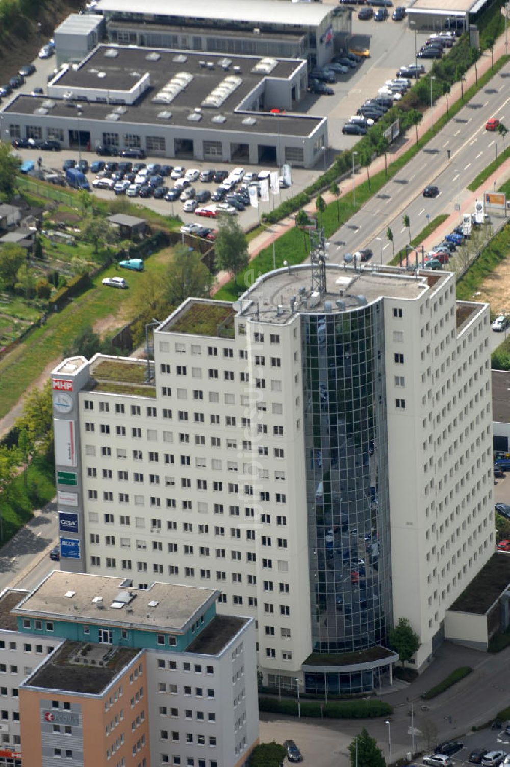 Luftaufnahme Chemnitz - Büro- Hochhaus des Technologie- und Gewerbepark Solaris in Chemnitz