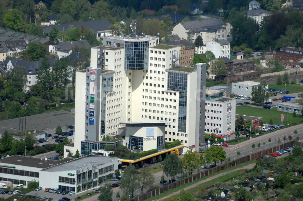 Chemnitz aus der Vogelperspektive: Büro- Hochhaus des Technologie- und Gewerbepark Solaris in Chemnitz