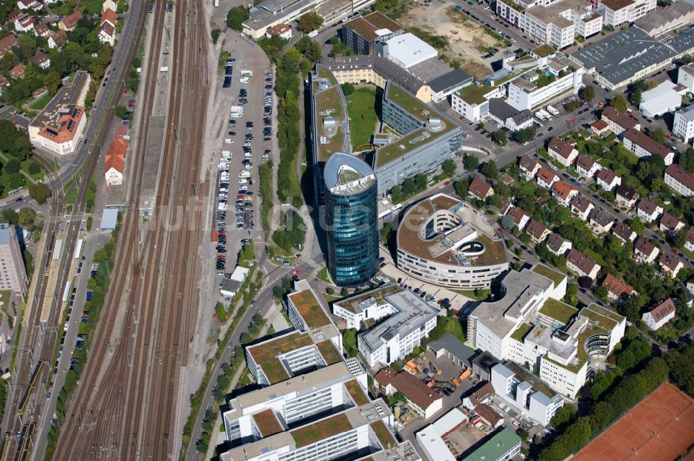 Luftaufnahme Stuttgart - Büro- und Unternehmensverwaltungs- Hochhaus- Gebäude Coloradoturm in Stuttgart im Bundesland Baden-Württemberg, Deutschland