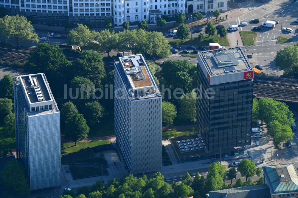 Hamburg aus der Vogelperspektive: Büro- und Unternehmensverwaltungs- Hochhaus- Gebäude Finnlandhaus in Hamburg, Deutschland