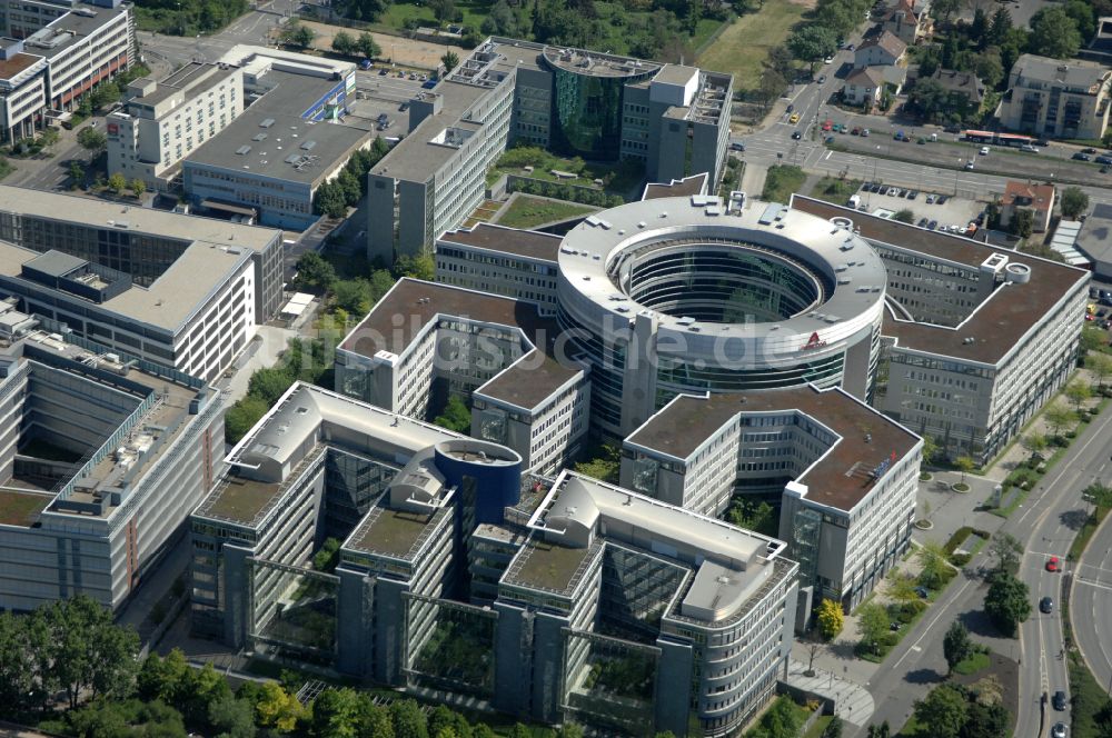 Luftbild Offenbach am Main - Bürogebaude des Geschaftshauses Omegahaus in Offenbach am Main im Bundesland Hessen, Deutschland