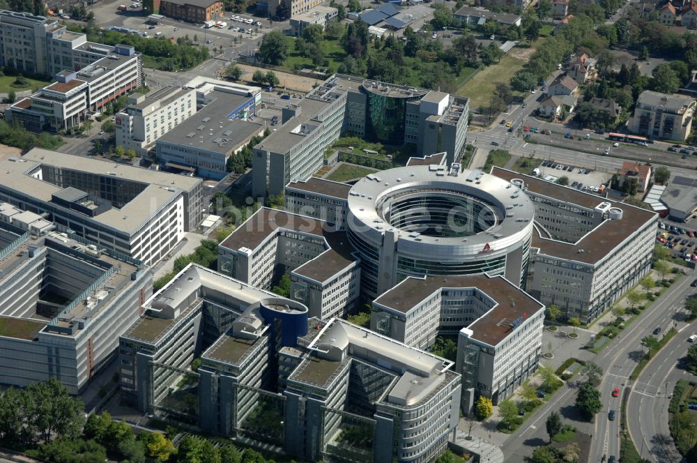 Luftaufnahme Offenbach am Main - Bürogebaude des Geschaftshauses Omegahaus in Offenbach am Main im Bundesland Hessen, Deutschland