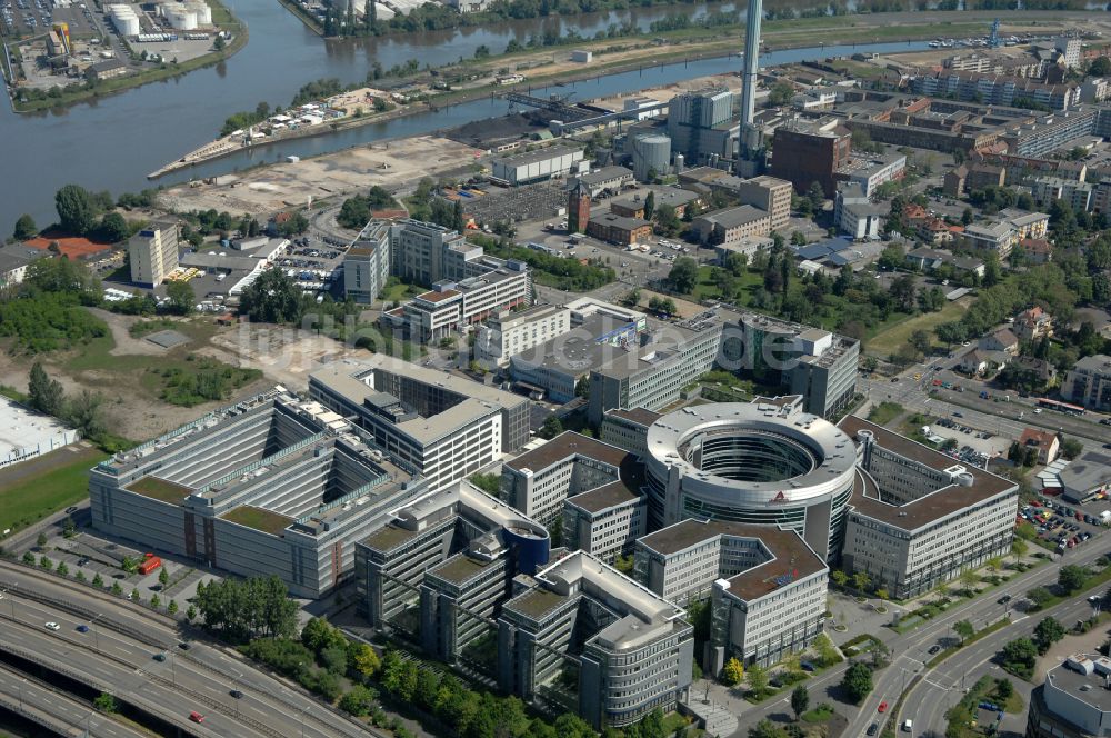 Offenbach am Main aus der Vogelperspektive: Bürogebaude des Geschaftshauses Omegahaus in Offenbach am Main im Bundesland Hessen, Deutschland