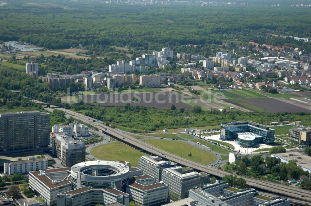 Luftaufnahme Offenbach am Main - Bürogebaude des Geschaftshauses Omegahaus in Offenbach am Main im Bundesland Hessen, Deutschland