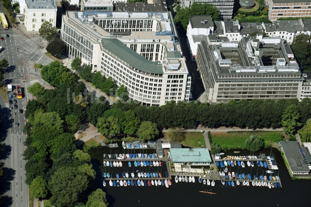 Luftaufnahme Hamburg - Bürogebäude und Geschäftshaus Alsterufer 1-3 in der Innenstadt von Hamburg