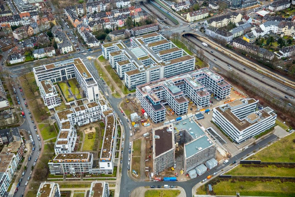 Essen aus der Vogelperspektive: Bürogebäude des Geschäftshauses Atos IT-Beratung & Systemintegration und der SPIE GmbH im Ortsteil Stadtbezirke II in Essen im Bundesland Nordrhein-Westfalen