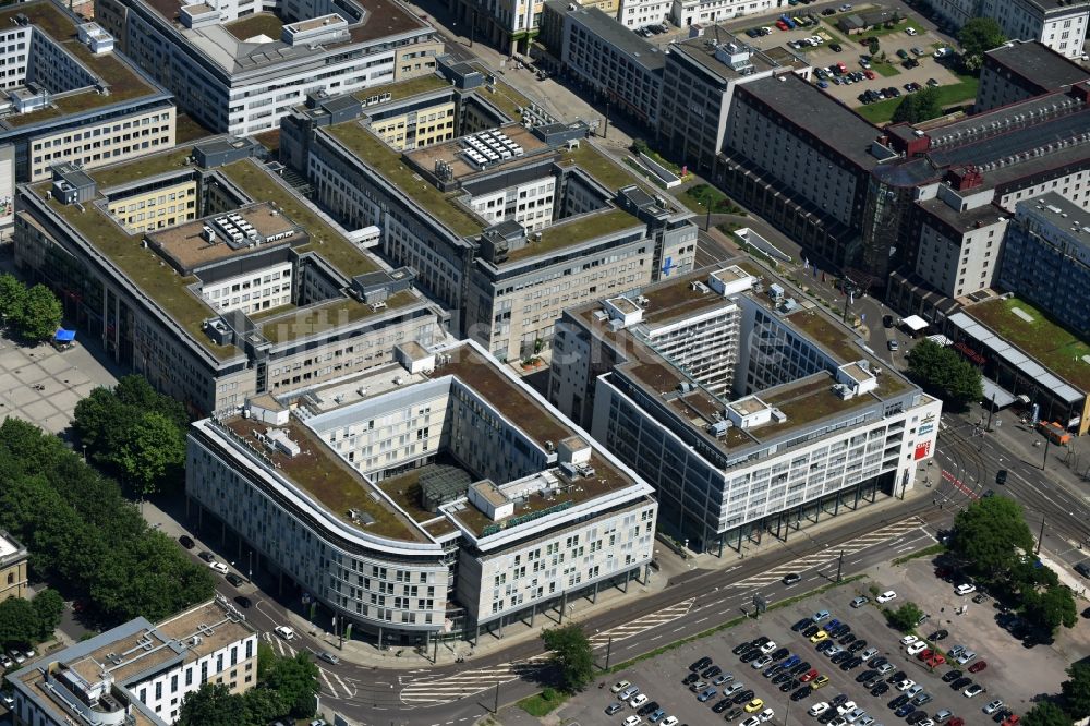 Magdeburg aus der Vogelperspektive: Bürogebäude des Geschäftshauses Bahnhofstraße - Hasselbachstraße in Magdeburg im Bundesland Sachsen-Anhalt