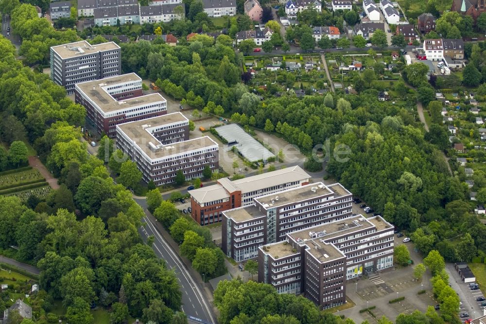 Bochum von oben - Bürogebäude des Geschäftshauses in Bochum im Bundesland Nordrhein-Westfalen