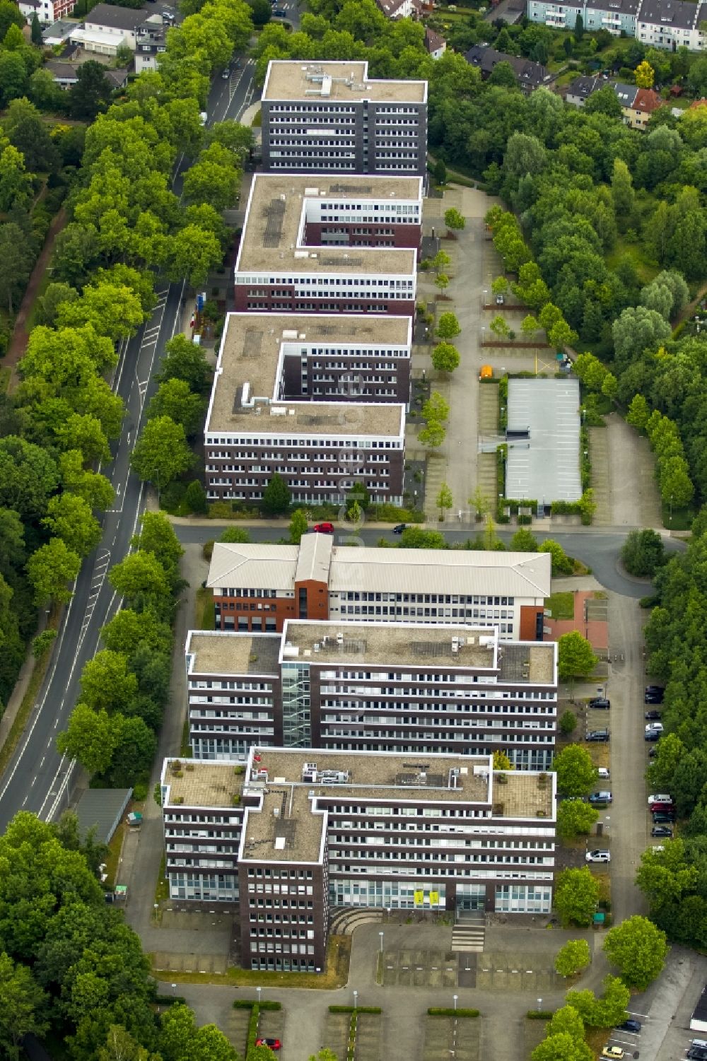 Bochum aus der Vogelperspektive: Bürogebäude des Geschäftshauses in Bochum im Bundesland Nordrhein-Westfalen