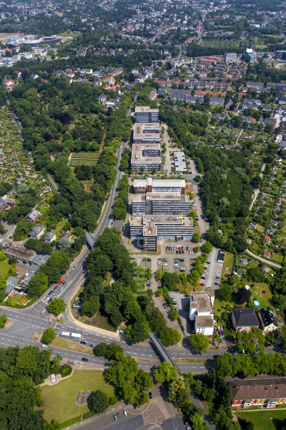 Luftaufnahme Bochum - Bürogebäude des Geschäftshauses in Bochum im Bundesland Nordrhein-Westfalen