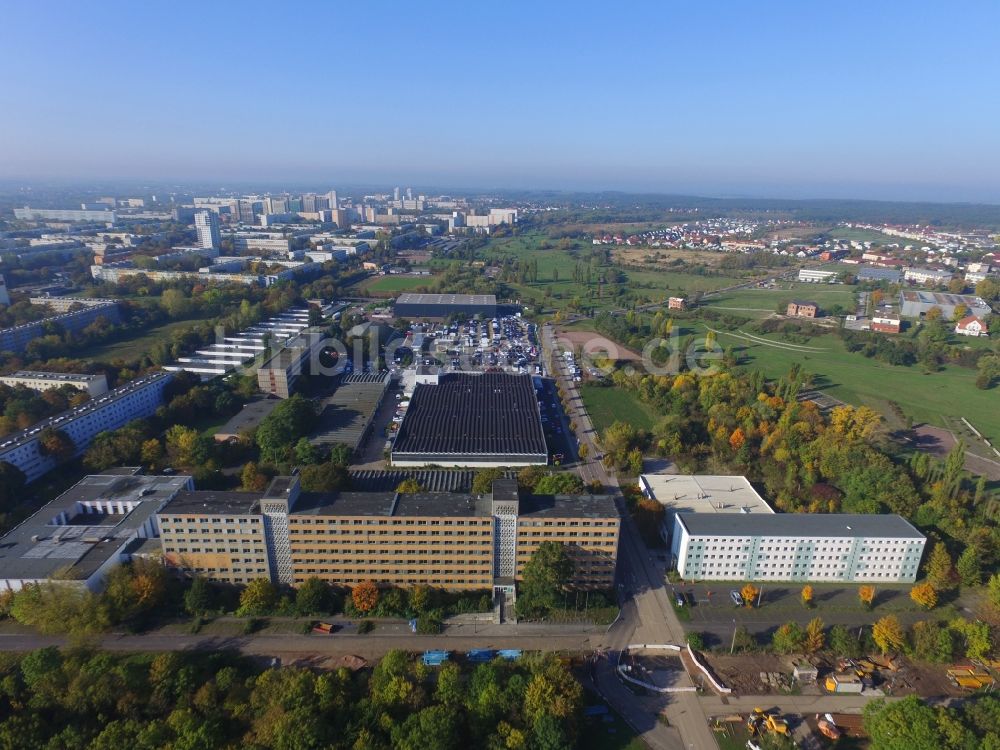 Halle (Saale) von oben - Bürogebäude des Geschäftshauses der ehemaligen Staatssicherheit Mfs und der Gauckbehörde in Halle (Saale) im Bundesland Sachsen-Anhalt, Deutschland