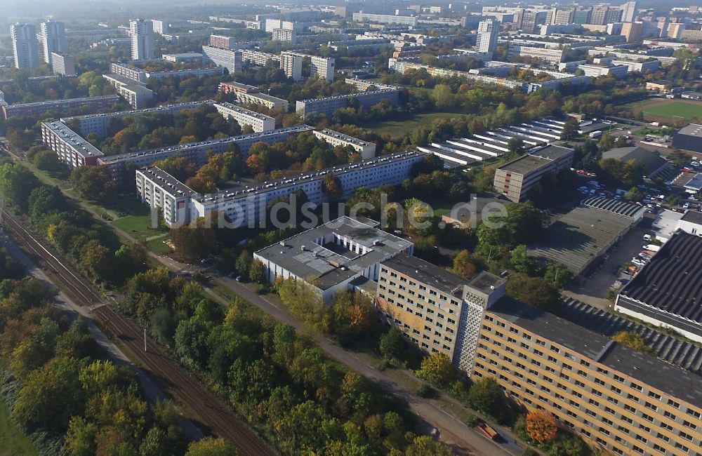 Halle (Saale) aus der Vogelperspektive: Bürogebäude des Geschäftshauses der ehemaligen Staatssicherheit Mfs und der Gauckbehörde in Halle (Saale) im Bundesland Sachsen-Anhalt, Deutschland