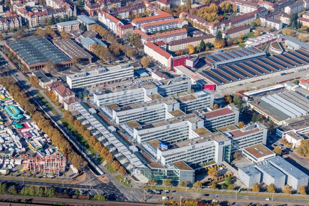 Karlsruhe von oben - Bürogebäude des Geschäftshauses der ENBW Zentrale an der Durlacher Allee im Ortsteil Oststadt in Karlsruhe im Bundesland Baden-Württemberg, Deutschland