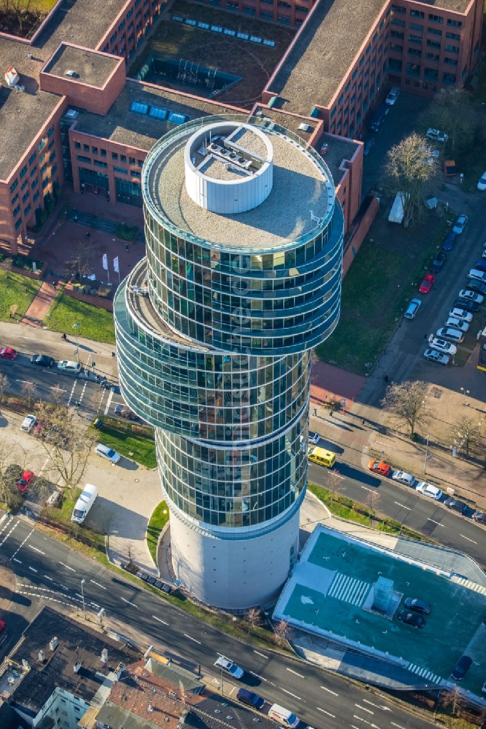 Luftaufnahme Bochum - Bürogebäude des Geschäftshauses exzenterhaus im Ortsteil Bochum Süd in Bochum im Bundesland Nordrhein-Westfalen