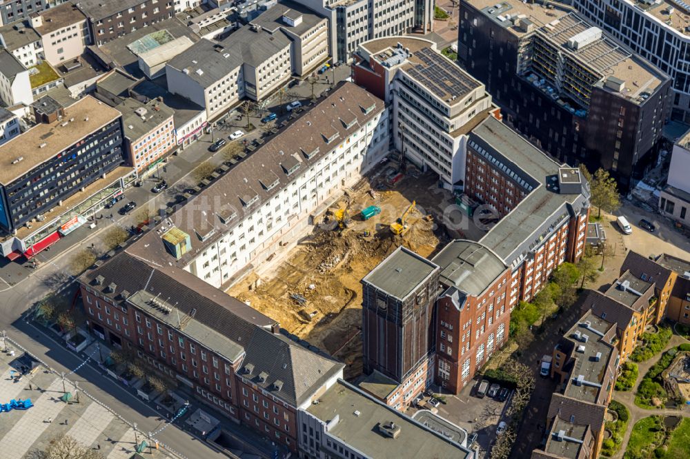 Bochum aus der Vogelperspektive: Bürogebäude des Geschäftshauses an der Junggesellenstraße - Viktoriastraße - Willy-Brand-Platz in Bochum im Bundesland Nordrhein-Westfalen, Deutschland