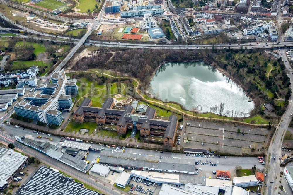 Luftaufnahme Düsseldorf - Bürogebäude des Geschäftshauses Metro Properties Management GmbH und der Stadtsparkasse Düsseldorf in Düsseldorf im Bundesland Nordrhein-Westfalen, Deutschland