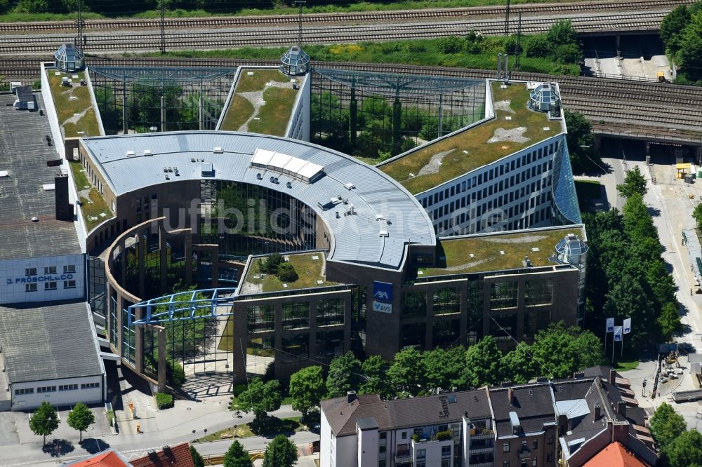 München von oben - Bürogebäude des Geschäftshauses an der Ridlerstraße im Ortsteil Schwanthalerhöhe in München im Bundesland Bayern, Deutschland