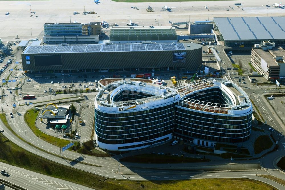 Luftaufnahme Stuttgart - Bürogebäude des Geschäftshauses Sky Loop in Stuttgart im Bundesland Baden-Württemberg, Deutschland