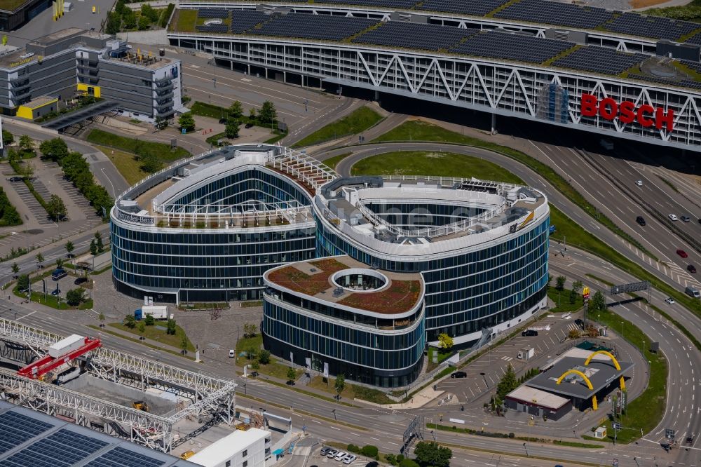 Stuttgart von oben - Bürogebäude des Geschäftshauses Sky Loop in Stuttgart im Bundesland Baden-Württemberg, Deutschland