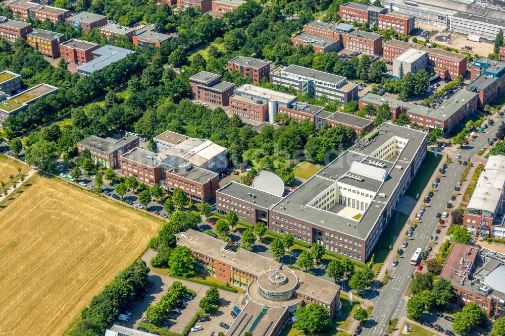 Dortmund aus der Vogelperspektive: Bürogebäude des Geschäftshauses des TechnologieParkDortmund in Dortmund im Bundesland Nordrhein-Westfalen, Deutschland