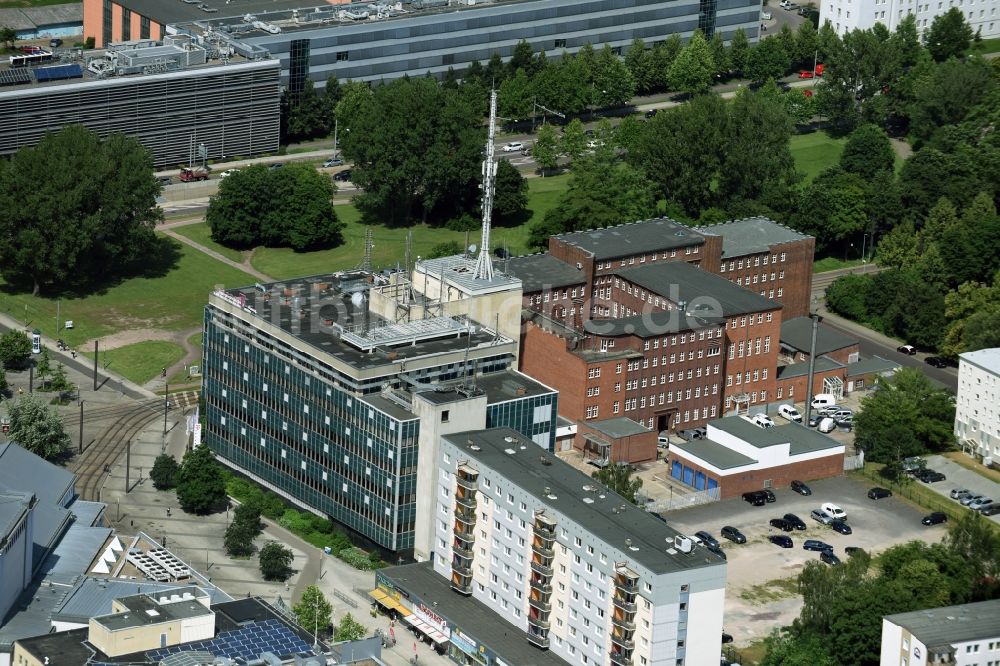 Magdeburg aus der Vogelperspektive: Bürogebäude des Geschäftshauses der Telekom Deutschland GmbH in Magdeburg im Bundesland Sachsen-Anhalt