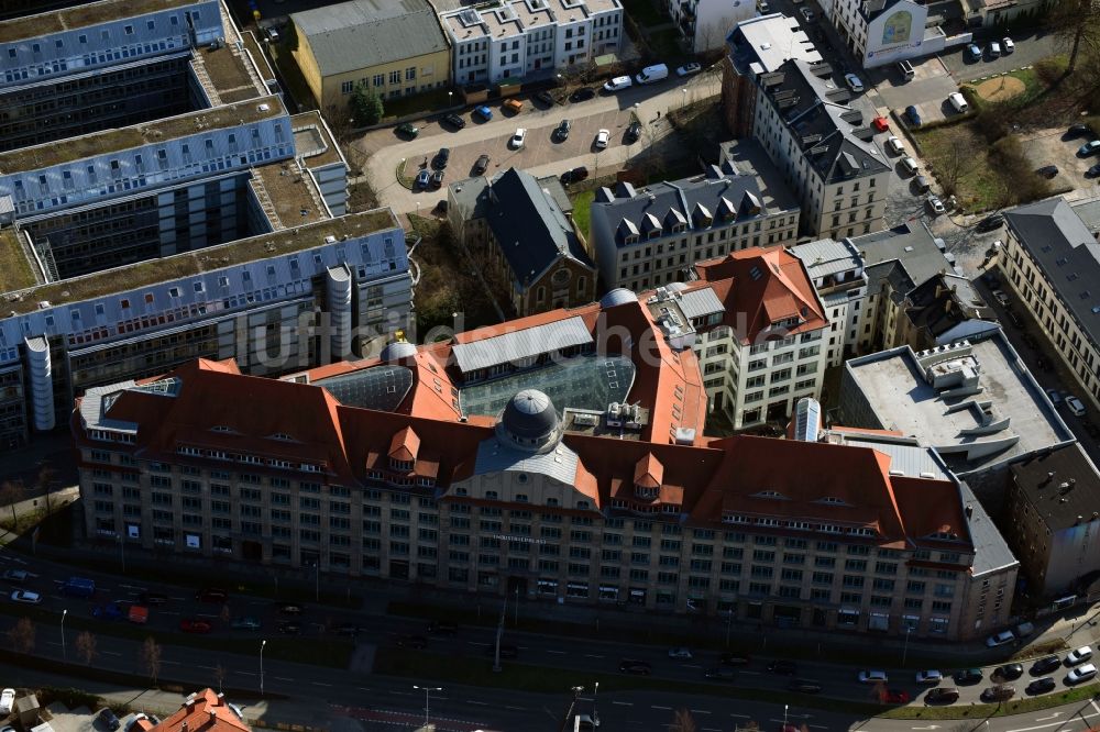 Luftaufnahme Leipzig - Bürogebäude des Geschäftshauses der TREUREAL GmbH an der Brandenburger Straße im Ortsteil Schönefeld in Leipzig im Bundesland Sachsen