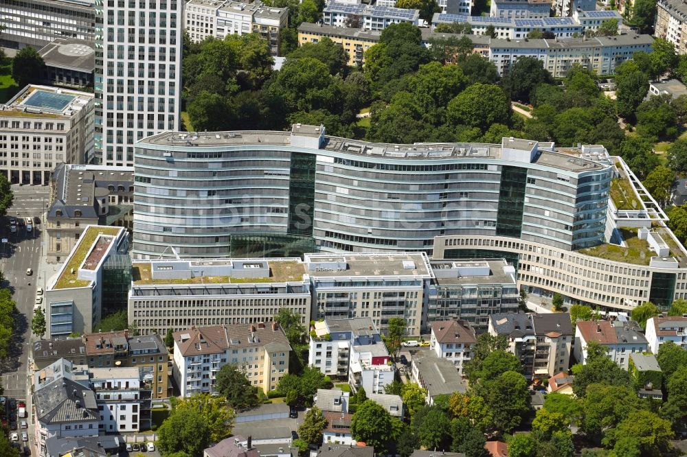 Frankfurt am Main von oben - Bürogebäude des Geschäftshauses die welle im Ortsteil Westend in Frankfurt am Main im Bundesland Hessen, Deutschland