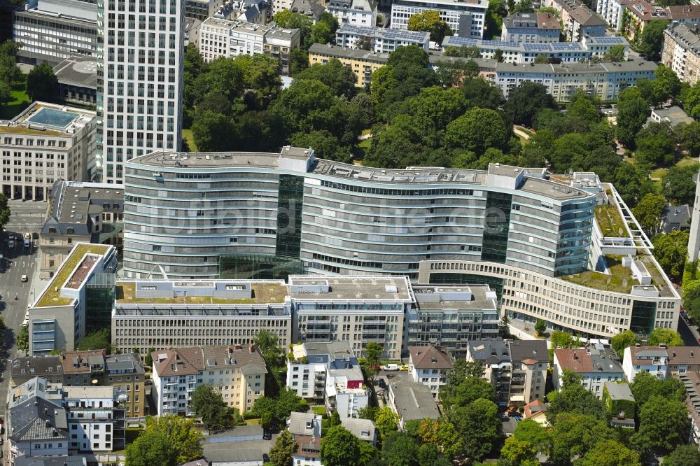 Frankfurt am Main aus der Vogelperspektive: Bürogebäude des Geschäftshauses die welle im Ortsteil Westend in Frankfurt am Main im Bundesland Hessen, Deutschland