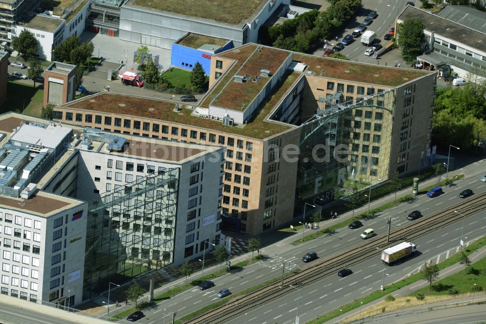 Stuttgart von oben - Bürogebäude und Kaufhäuser an der Heilbronner Straße in Stuttgart im Bundesland Baden-Württemberg