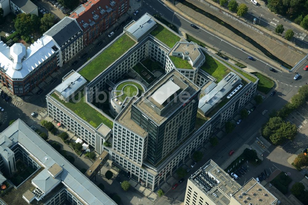 Leipzig von oben - Bürogebäude- Komplex und Bankgebäude im Löhrs Carré in Leipzig im Bundesland Sachsen