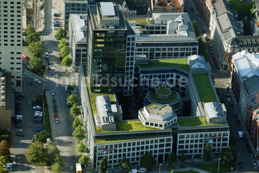 Luftaufnahme Leipzig - Bürogebäude- Komplex und Bankgebäude im Löhrs Carré in Leipzig im Bundesland Sachsen