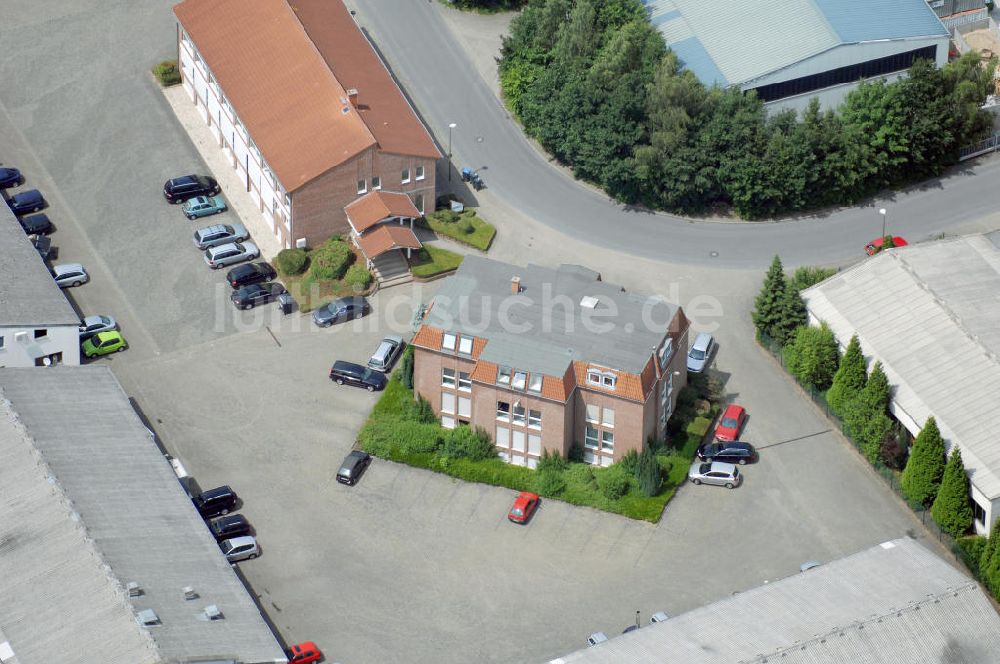 Luftbild Kamen-Heeren - Bürogebäude und Produktionshallen im Gewerbegebiet Südfeld / Widestrasse in Kamen-Heeren