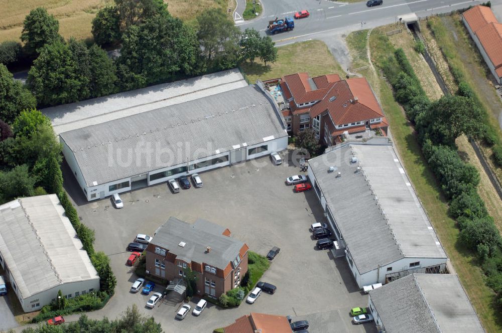 Kamen-Heeren aus der Vogelperspektive: Bürogebäude und Produktionshallen im Gewerbegebiet Südfeld / Widestrasse in Kamen-Heeren