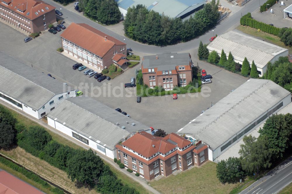 Kamen-Heeren aus der Vogelperspektive: Bürogebäude und Produktionshallen im Gewerbegebiet Südfeld / Widestrasse in Kamen-Heeren