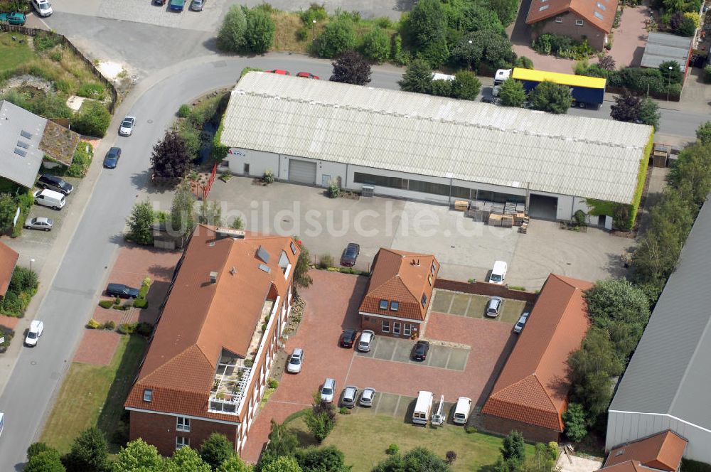 Kamen-Heeren aus der Vogelperspektive: Bürogebäude und Produktionshallen im Gewerbegebiet Südfeld / Widestrasse in Kamen-Heeren