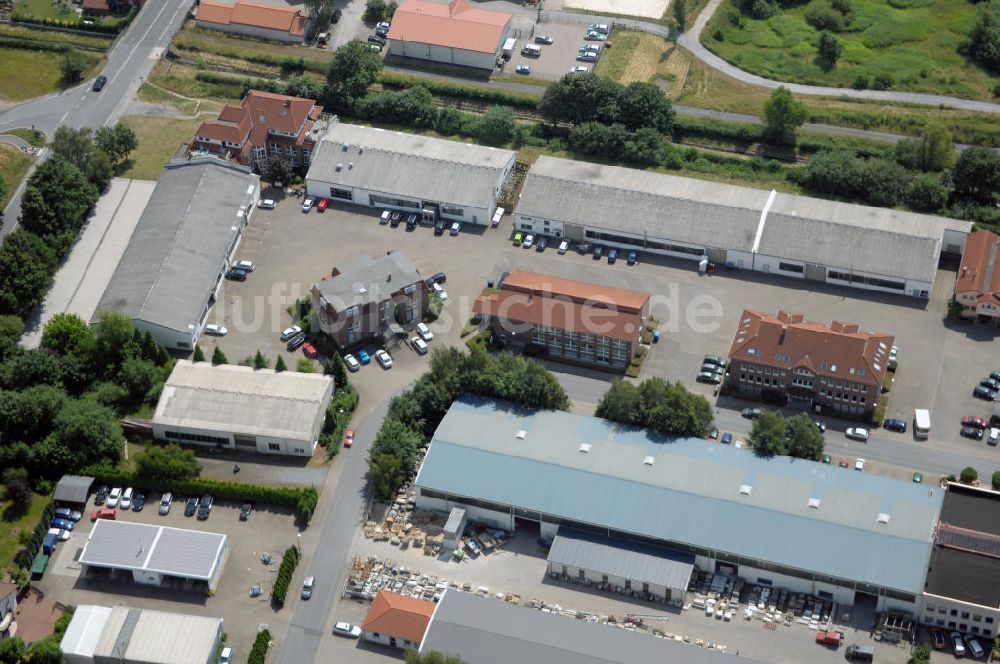 Kamen-Heeren aus der Vogelperspektive: Bürogebäude und Produktionshallen im Gewerbegebiet Südfeld / Widestrasse in Kamen-Heeren