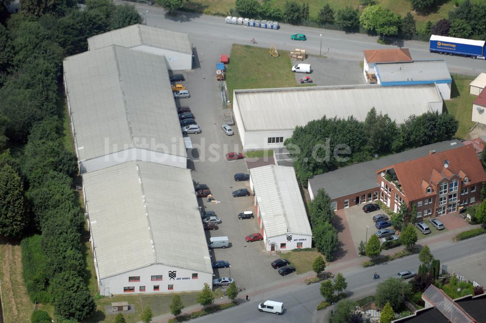 Luftaufnahme Kamen - Herren - Bürogebäude und Produktionshallen im Gewerbegebiet Südfeld / Widestrasse in Kamen-Heeren