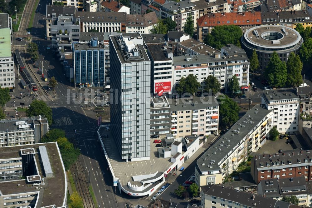 Köln von oben - Bürogebäude am Salierring Ecke Trierer Straße in Köln im Bundesland Nordrhein-Westfalen, Deutschland