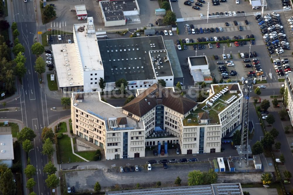 Teltow aus der Vogelperspektive: Bürogebäude TelTower Haus im Gewerbepark Techno Terrain Teltow an der Rheinstraße in Teltow im Bundesland Brandenburg