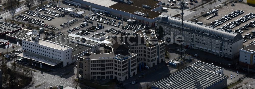 Teltow aus der Vogelperspektive: Bürogebäude TelTower Haus im Gewerbepark Techno Terrain Teltow an der Rheinstraße in Teltow im Bundesland Brandenburg