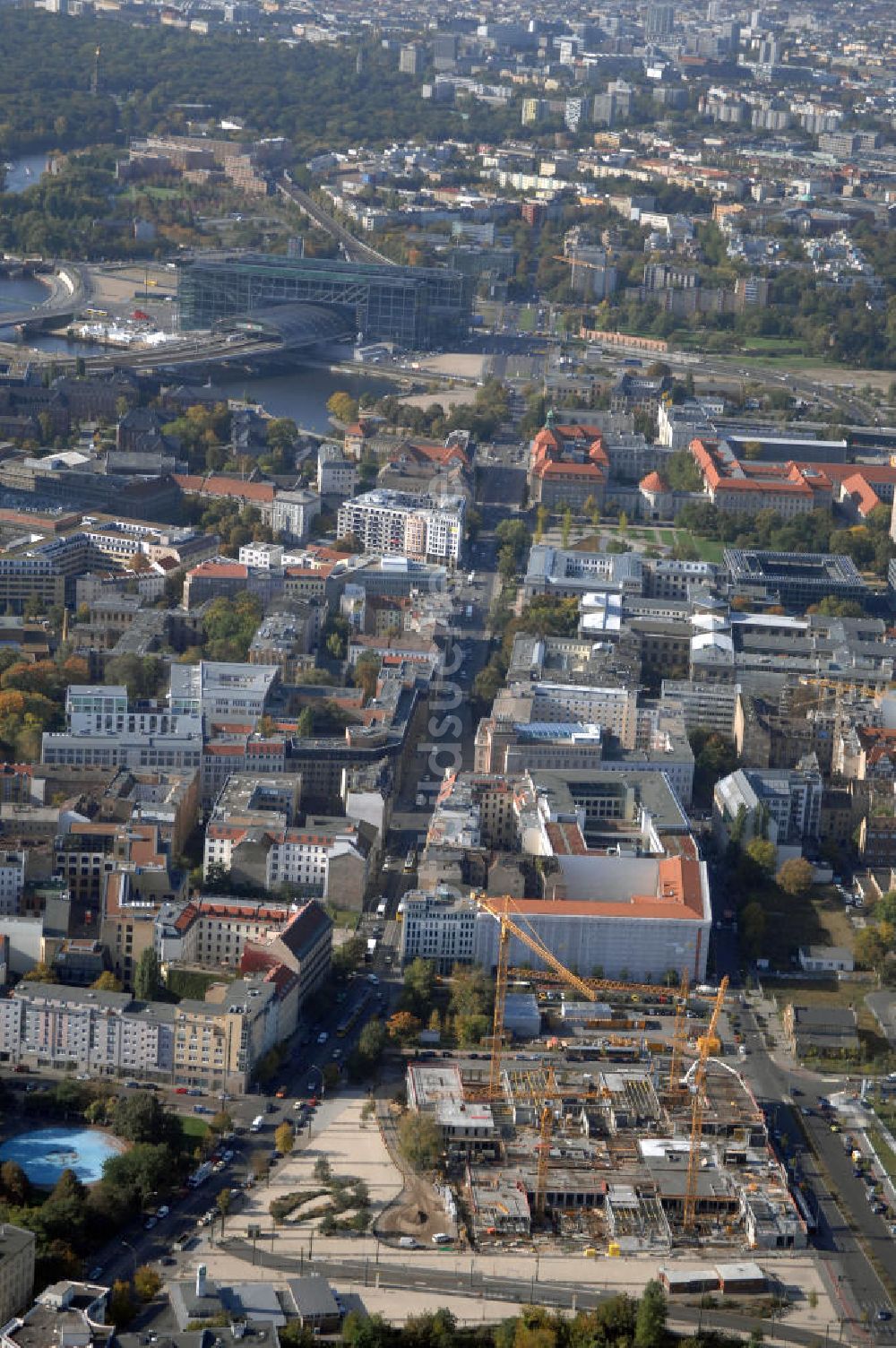 Luftaufnahme Berlin - Bürohausnebau am Nordbahnhof Berlin