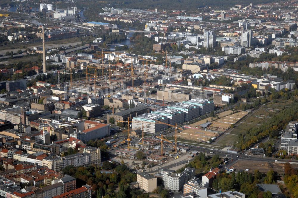 Luftaufnahme Berlin - Bürohausnebau am Nordbahnhof Berlin