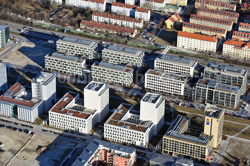 Luftaufnahme München Schwabing - Büroneubauten in der Parkstadt Schwabing in München im Bundesland Bayern